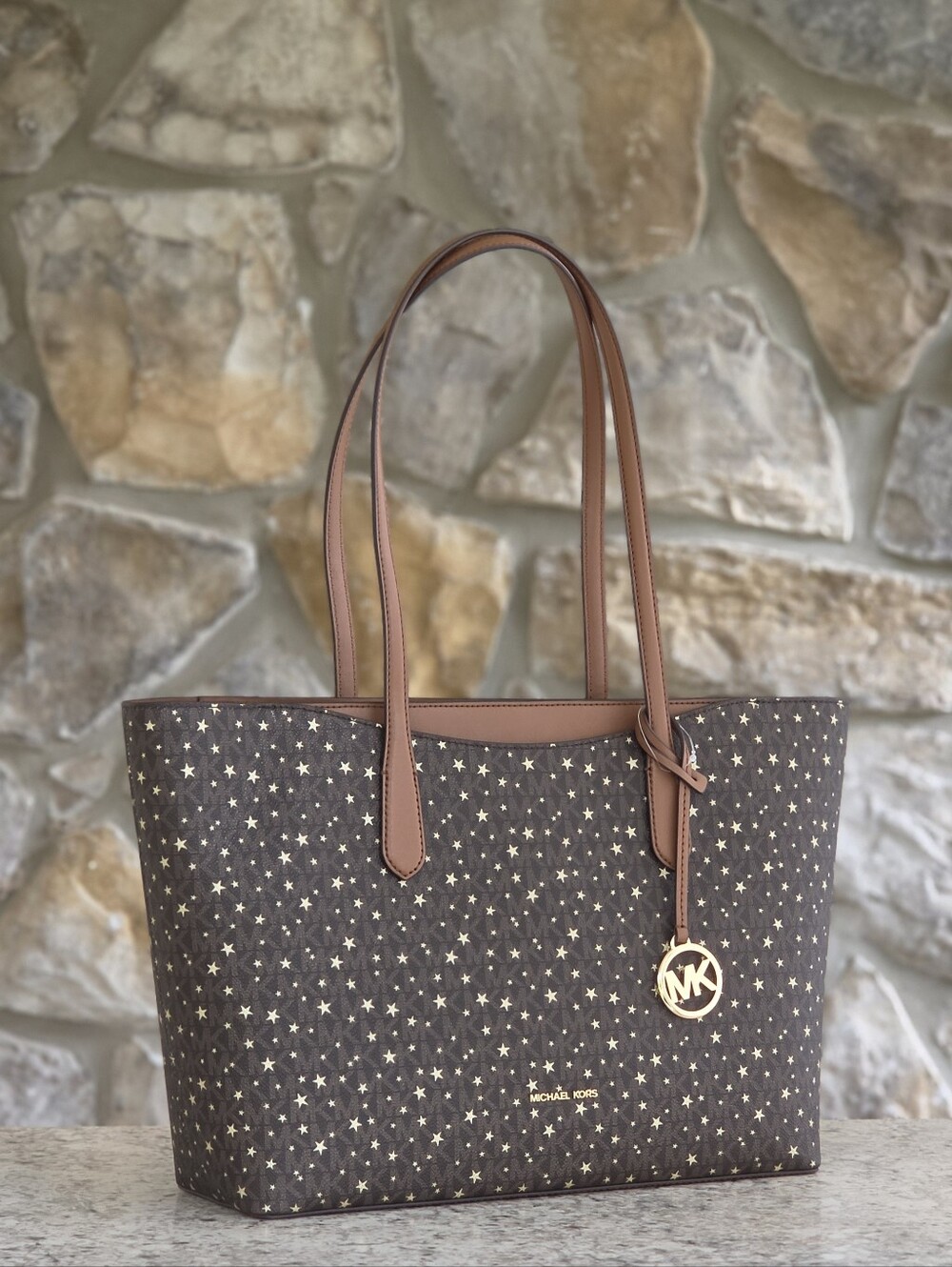 Michael Kors Arden Large Brown Star Print Tote